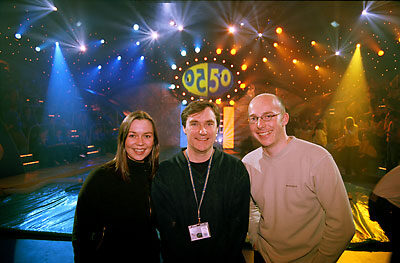 BBC1 Show '50/50' Lighting Team January 2004 Kerry Murphy Jim McNamee Adrian Turpin on the set of BBC1 TV Show '50/50'