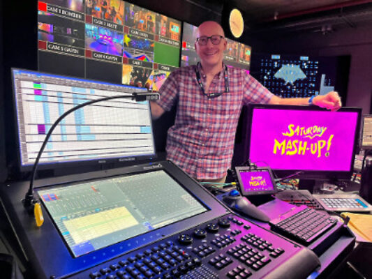Lighting Designer Adrian Turpin at BBC TV Studios Glasgow with Whole Hog 4 in November 2024