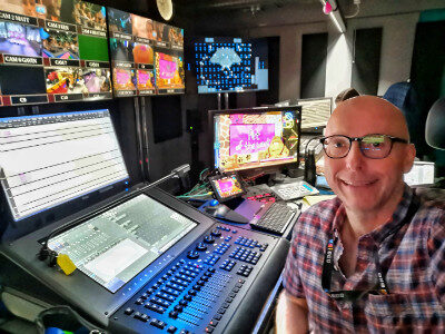 Lighting Designer Adrian Turpin at BBC TV Studios Glasgow with Whole Hog 4 in November 2024